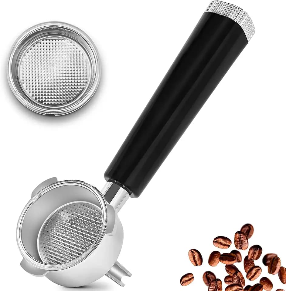 51MM Portafilter Double Spouts 3 Ears, 316 Stainless Steel Espresso with 0.38MM Ultra-Fine Filter Blocks Grounds,Coffee Portafilter with Ergonomic Handle Fits Palm,Fits CASABREWS,De'Longhi