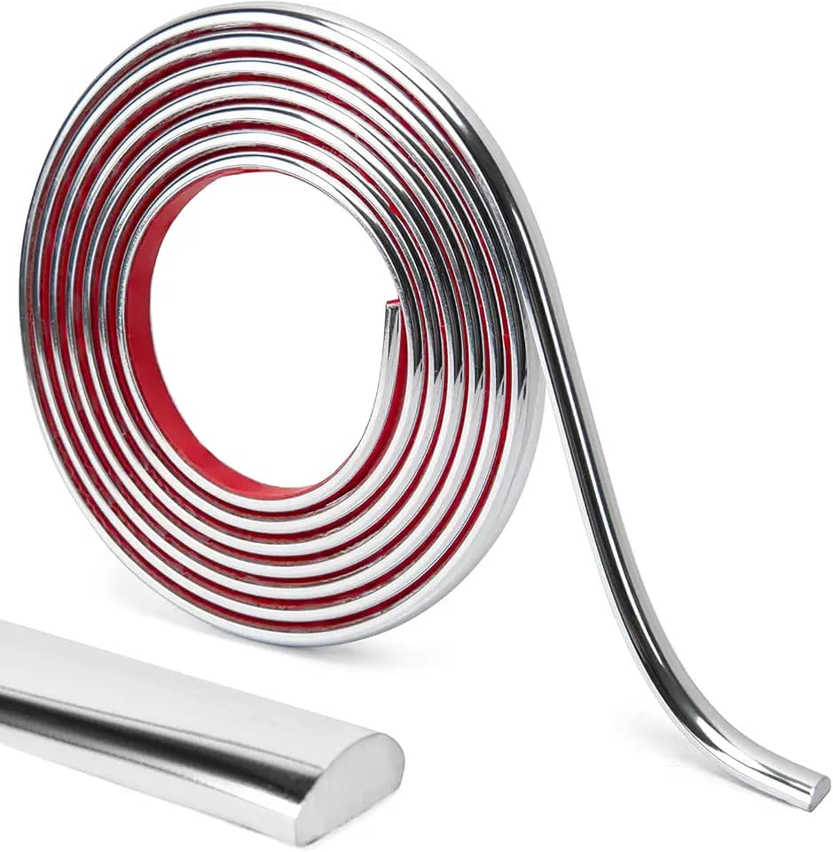 LONGKING 25 ft Peel and Stick Trim, Molding Trim for Walls, Edges, Borders, Backsplash Tiles, Flexible and Self Adhesive Trim, Shiny Silver