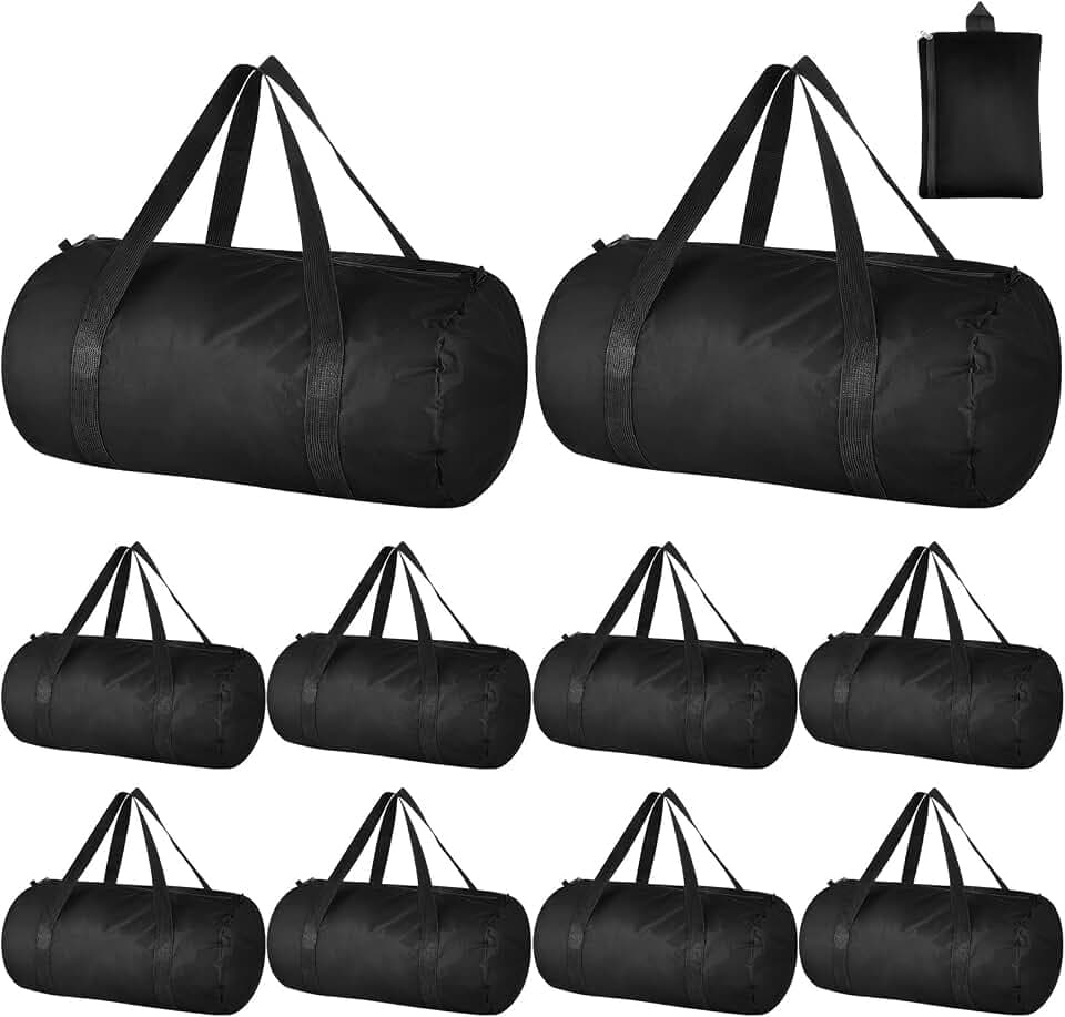 Silkfly 10 Pcs Duffle Bag Large Foldable Gym Bag Travel Duffel Bags Waterproof Lightweight Sports Duffel Bags for Men Women Workout (19.69 x 11.81 x 9.84 Inches)