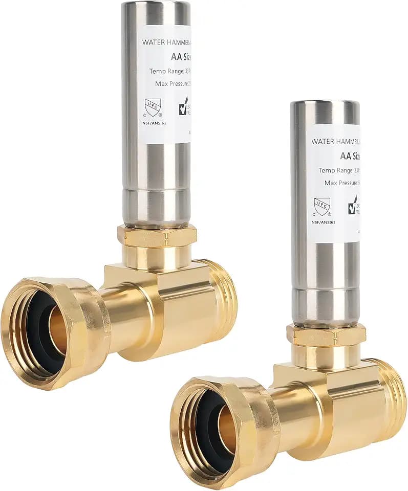 Stainless Steel Water Hammer Arrestor for Washing Machine, 3/4" Swivel FHT x 3/4" MHT, Stops Water Hammer & Pipe Knock, Reduces Noise, Straight, 2-Pack