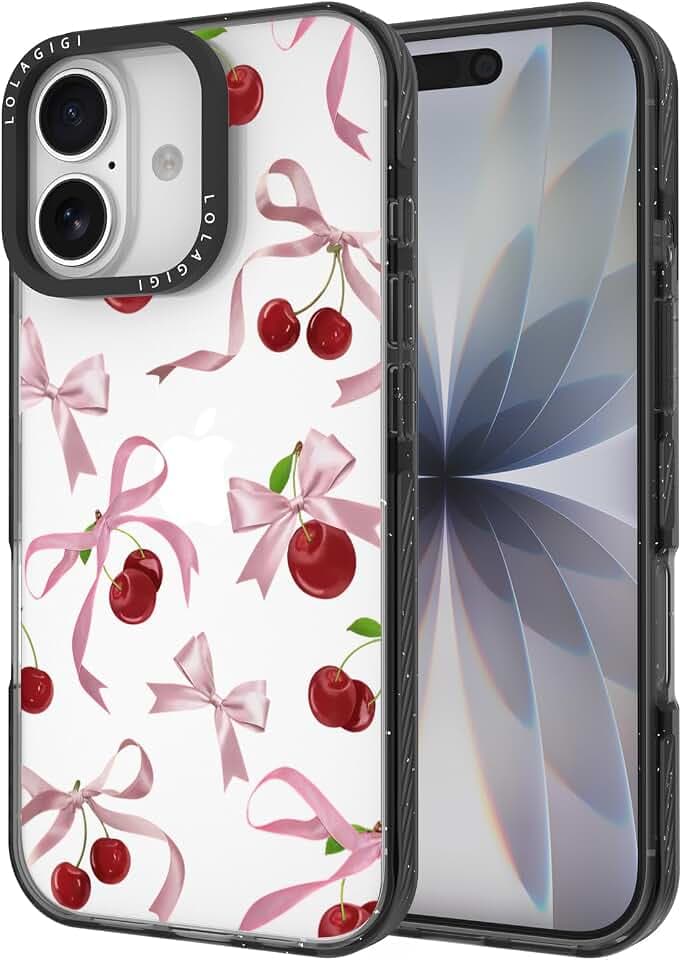 Case for iPhone 17 Pink Cherry Bow