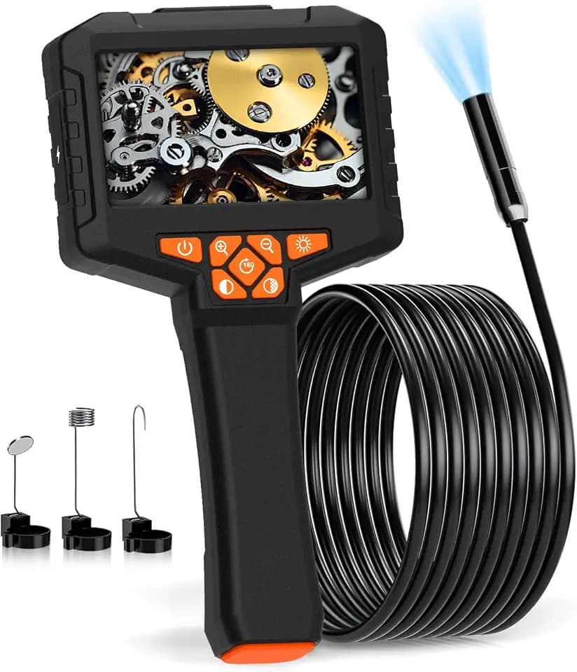 Borescope Camera with 8 LED Light, Industrial Endoscope Cameras with Light 4.3" IPS 1920P HD Screen, Inspection Camera with 16.5ft Semi-Rigid Cable Waterproof, Sewer Drain Pipe Snake Cameras