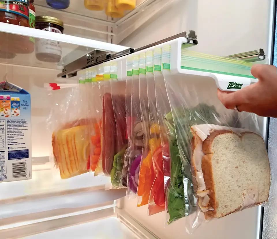 Your Refrigerator Organizer - Zip lock Bags Easy Fridge Organizer - Organizes 12 Bags, Perfect For Leftovers, Easy To See & Install, Access Food, Quick Access Slide Track - Mid-Size