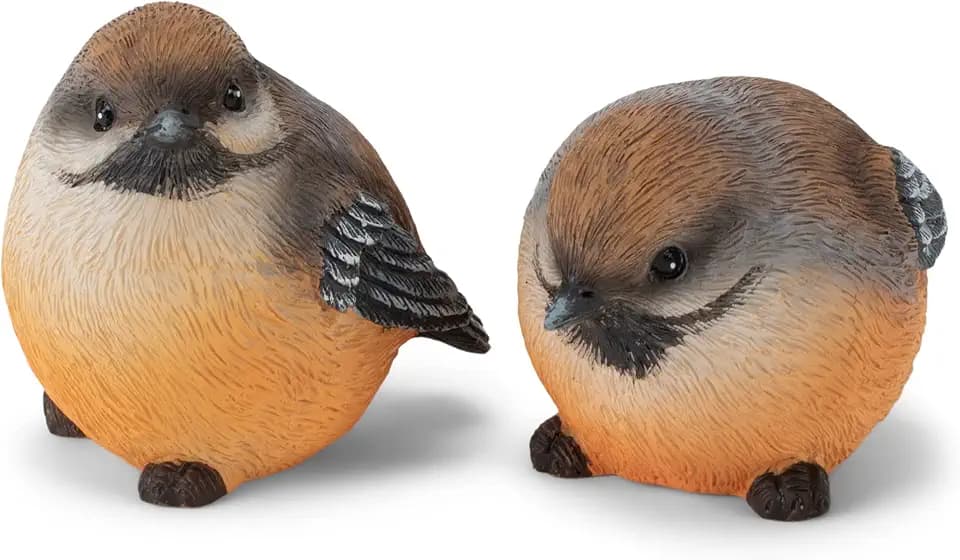 Napco Woodland Bird Yellow, Orange, and Brown 3 Inch Resin Figurine Set of 2