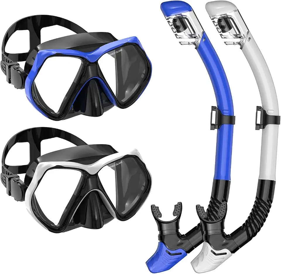 Snorkeling Gear for Adults, Snorkel Mask Set Adult with Dry Top