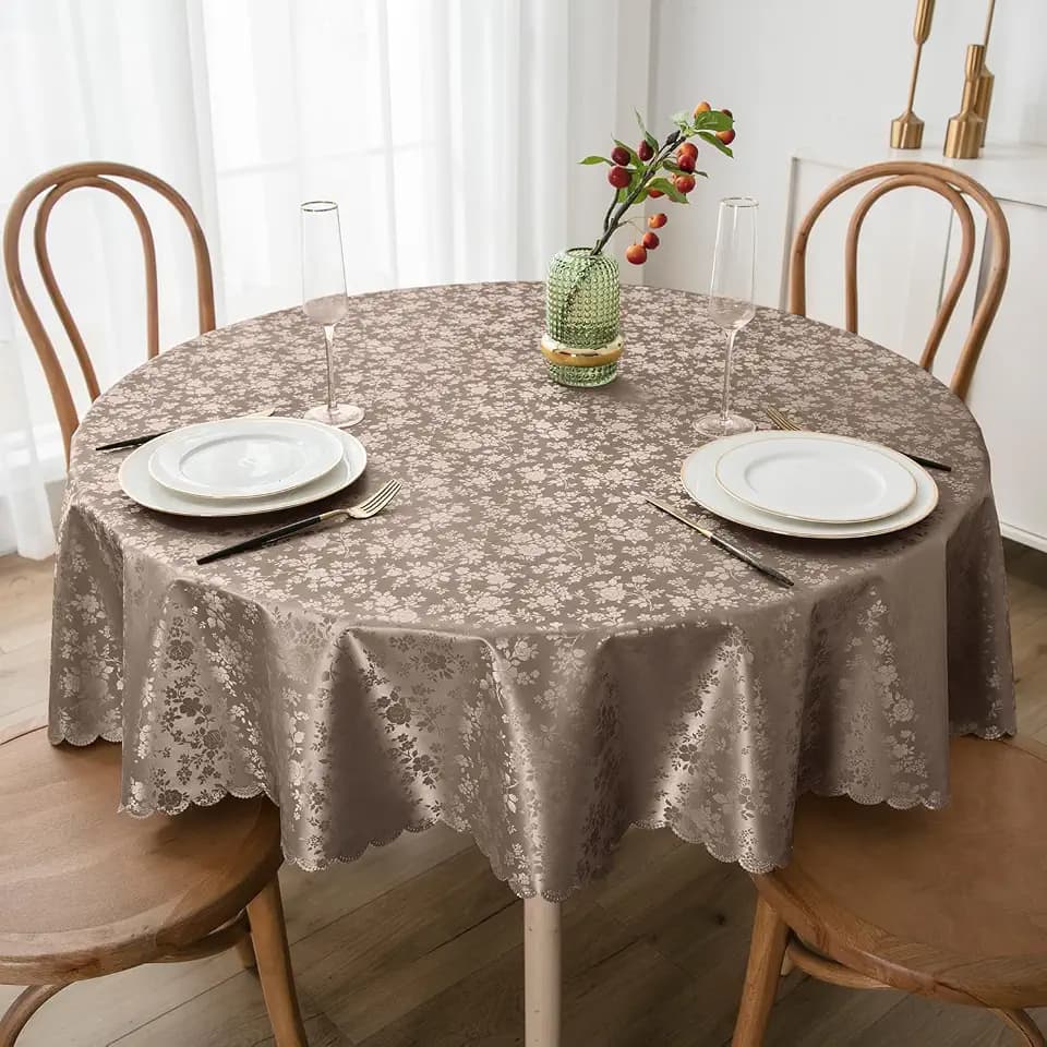 Smiry Round Waterproof Heavy Duty Vinyl Tablecloths, 70 x 70 Inch