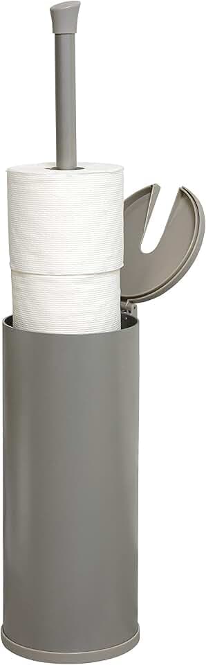 Zenna Home Easy Access Brushed Nickel Toilet Paper Holder, Rustproof, Holds 3 Rolls, Toilet Paper Storage with Lid and Easy Grip Handle, Bath Tissue Holder with Lid, Brushed Nickel