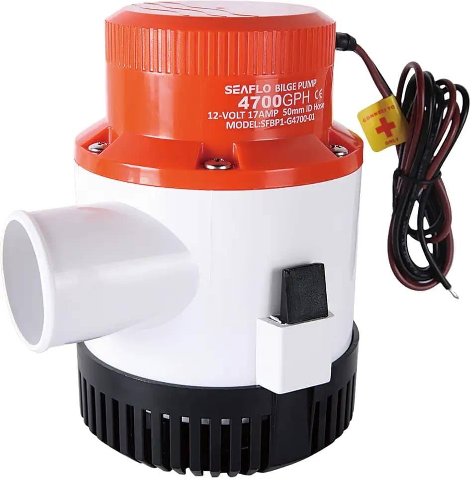 SEAFLO 01 Series 4700 GPH Bilge Pump – 12V, 2" Outlet, Marine Submersible Pump, Anti-Airlock Protection, Snap-Off Strainer Base, CE & RoHS Certified – 4-Year Warranty