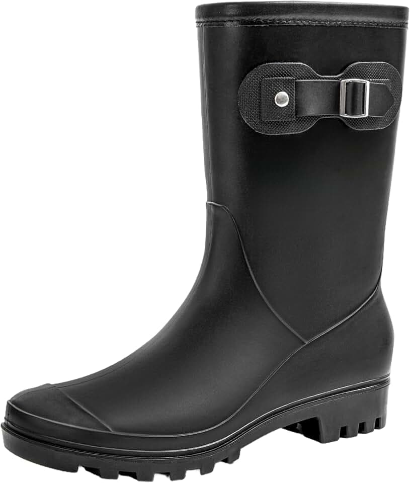 Women's Mid Calf Rain Boots Waterproof Fashion Garden Shoes Anti-slipping Rainboots For Women Comfortable Insole Light Rain Shoes