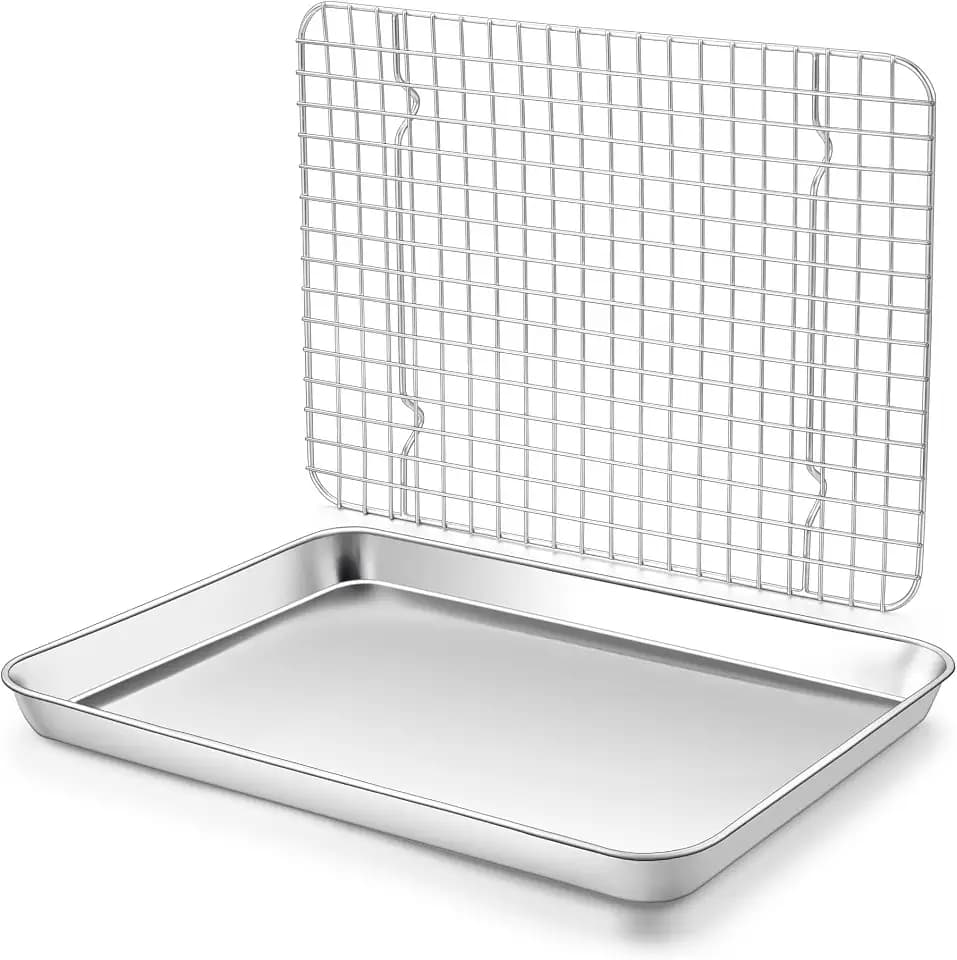 Homikit Baking Sheet with Wire Rack Set (1 Pan+1 Cooling Rack), 12" x 10"