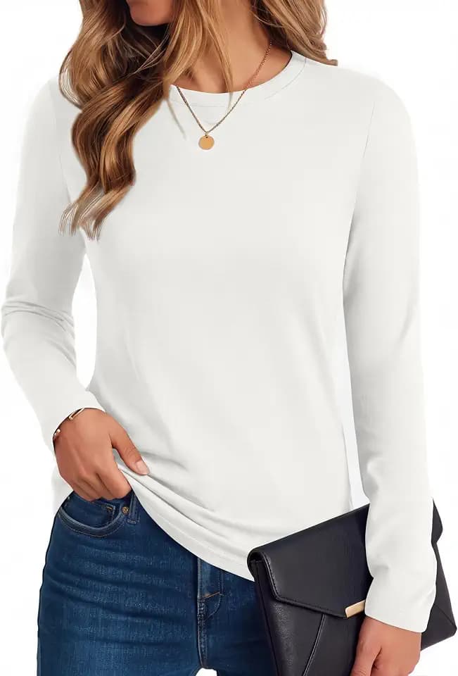 Ekoauer Long Sleeve Shirts for Women Cotton Crew Neck Tops Thermal Tshirts