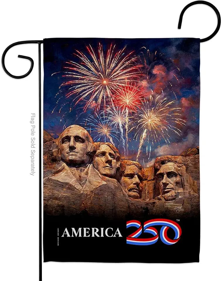 America 250 Flag Mount Rushmore Independence Day Wall Tapestry Home Accent Official Licensed Merchandise Canvas Prints Yard Sign Textile Woven Fabric Poster USA 250th Anniversary Decoration Gift
