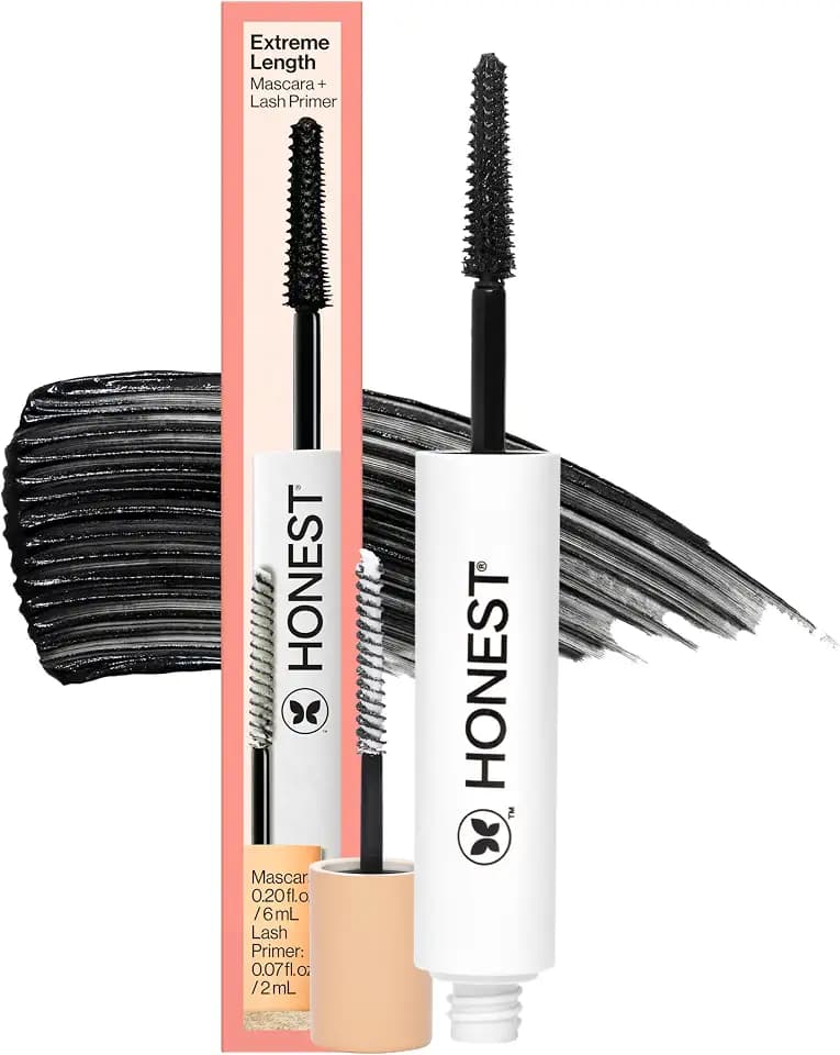 Honest Beauty 2-in-1 Extreme Length Clean Mascara, Primer, Black, .27 fl oz