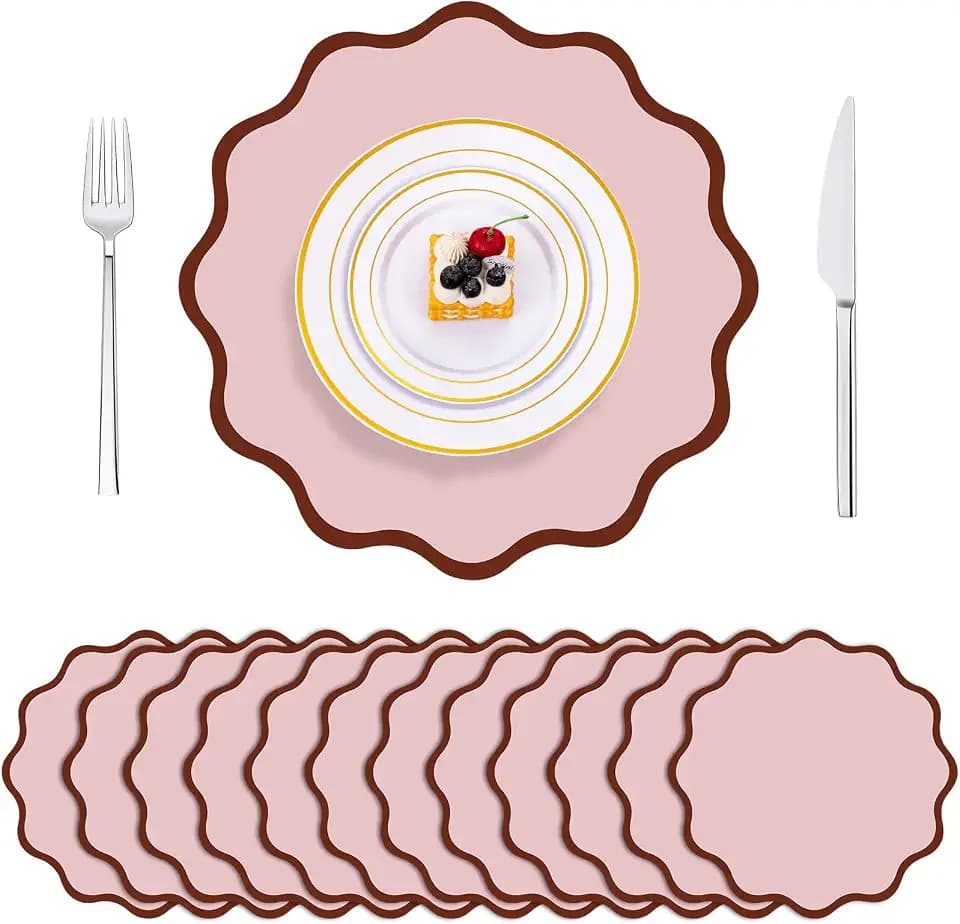 50 Pcs Pink Thick Paper Placemats, Disposable Waterproof Wedding Place Mats