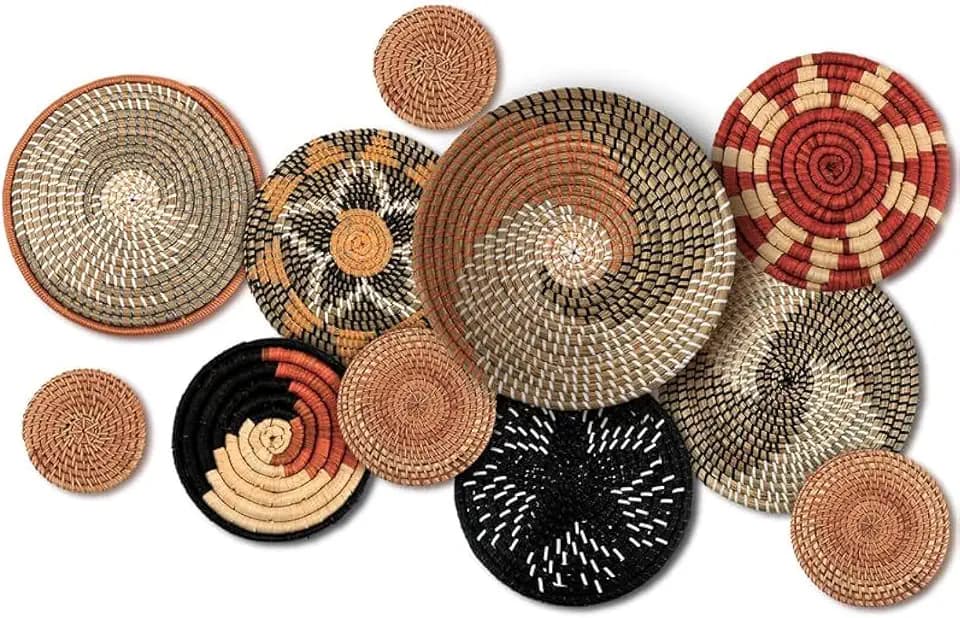 Tatuo 11 Pcs Boho Wall Basket Decor Woven Wall Hanging Art, Classic