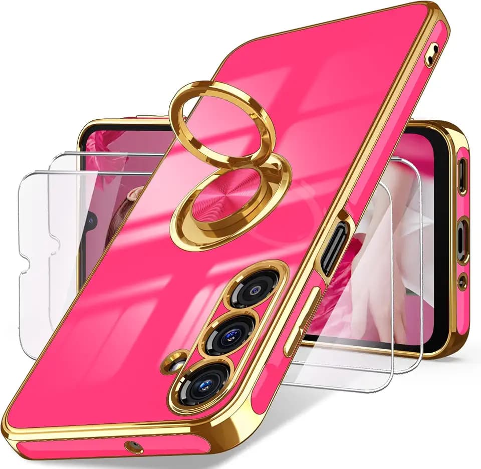 Dretal for Samsung Galaxy A16 5G Phone Case + 360° Magnetic Stand,Hot Pink