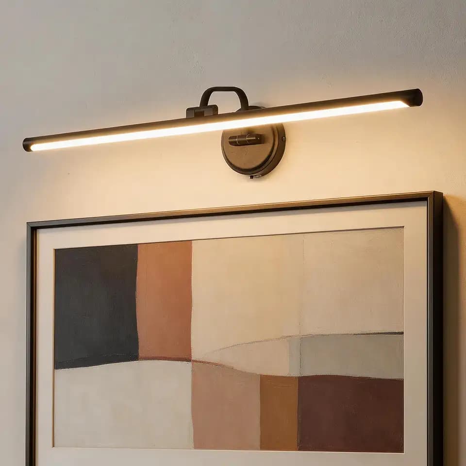 Hardwired Picture Light for Wall,32 Inch Modern Black Dimmable Frame Light with Adjustable Swing Arm,3CCT LED Art Display Light for Paintings,120 Volts Gallery Wall Light,Hallway Vanity Light,10W