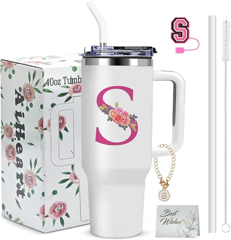 Personalized Gift for Women,40oz Initial Cup,Birthday Gift for Mom