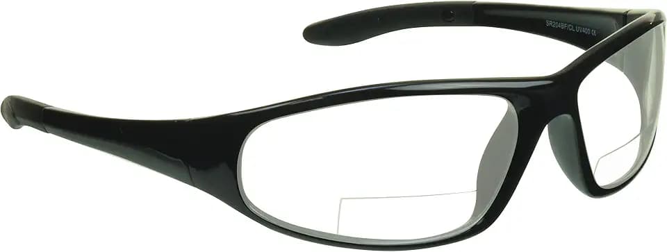 proSPORT Bifocal Safety Glasses ANSI Z87 Black Frame Clear Lens Safety Reading Glasses Men Women Industrial Work Protection