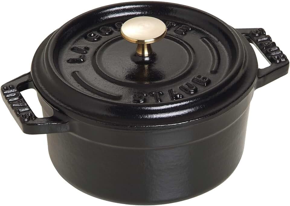 Staub Cast Iron 0.25-qt Mini Round Cocotte - Matte Black