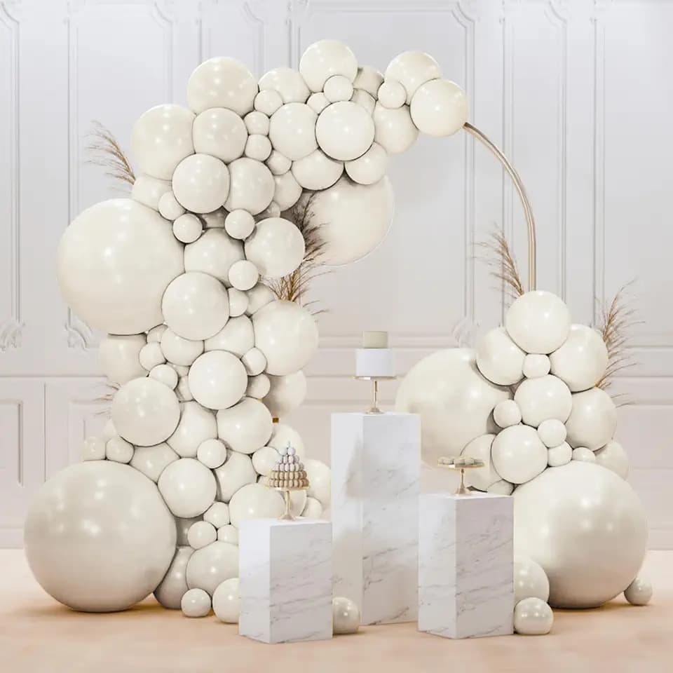 PartyWoo White Sand Balloons 145pcs Off White Beige Cream Ivory Boho Color