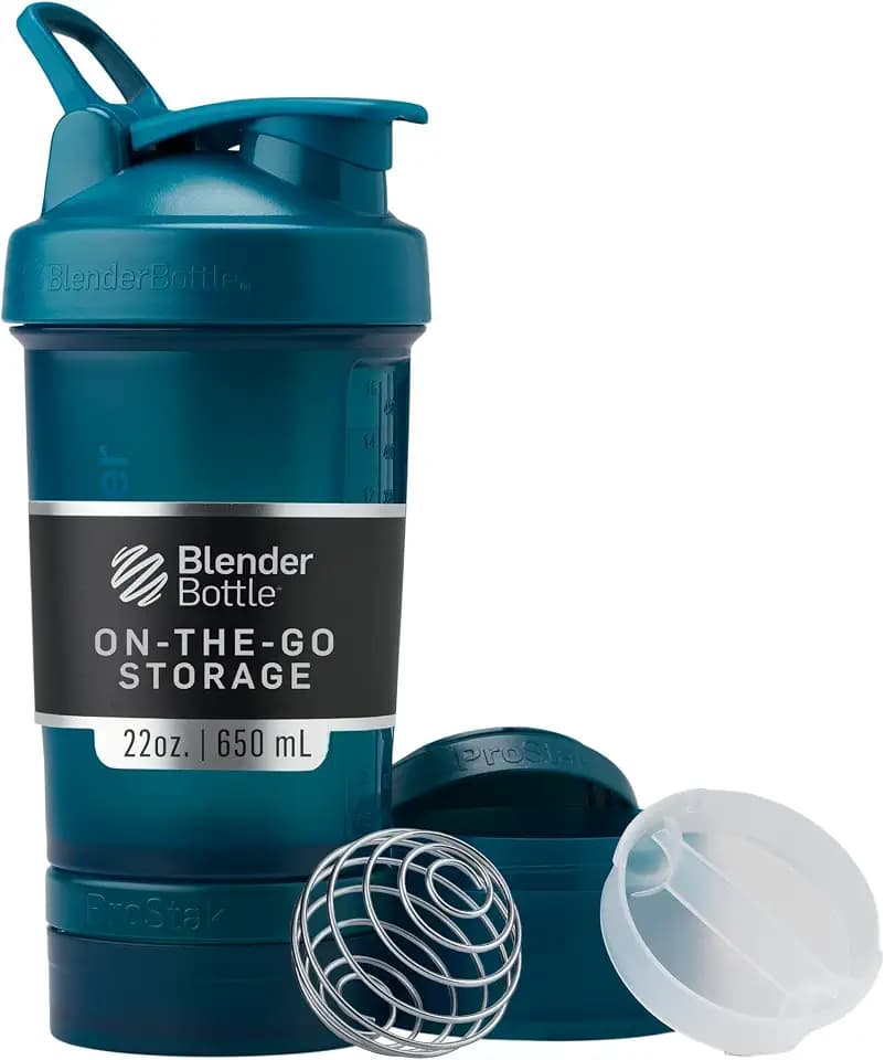 BlenderBottle ProStak Plastic Pill Organizer and Storage 22 oz Ocean Blue