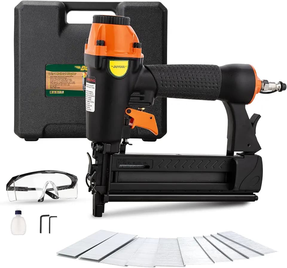 DOTOOL Pneumatic Brad Nailer,18 Gauge, 2 in 1 Air Nail Gun Staple Gun