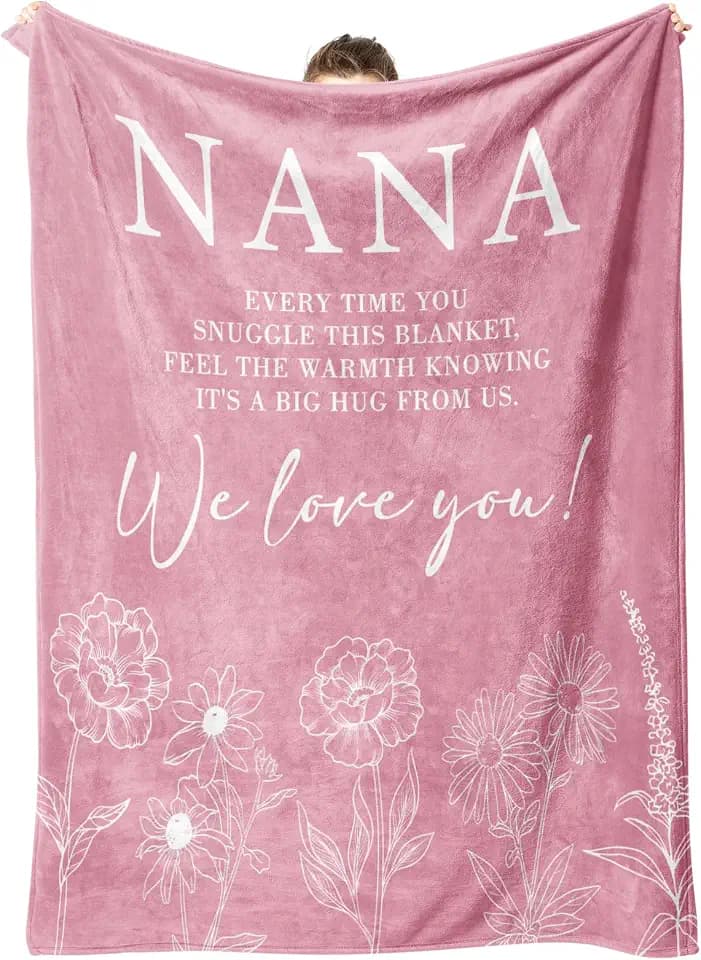 GiltGlimmer Nana Gifts, Nana Floral Blanket 50" x 60", Pink