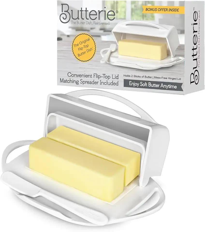 Butterie Flip Top Butter Dish, White