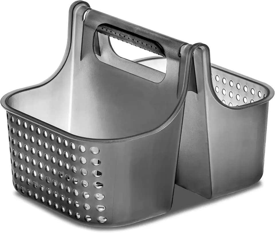 madesmart Shower Tote with Soft Grip Handle, Smoke
