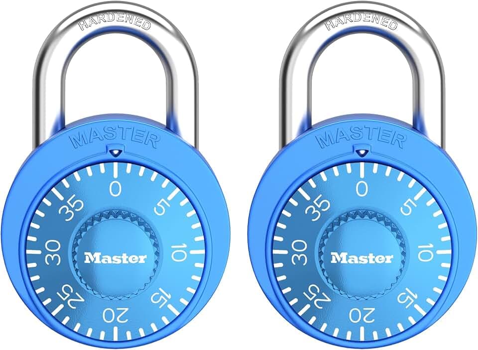 Master Lock Combination Padlock, Gym Locker Lock, 2-Pack, 1528BLUEC2
