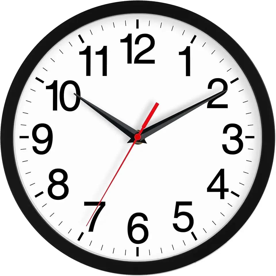 Rohioue Wall Clock Analog 8 Inch Black Battery Operated Silent Clock