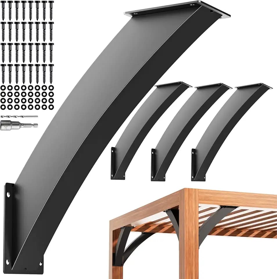 Q235-Steel Integrated Arc 45 Degree Pergola Support Bracket 4''x4''(Actual Tube Dia: 3.2''x 3.2'') Heavy Duty 4Pack