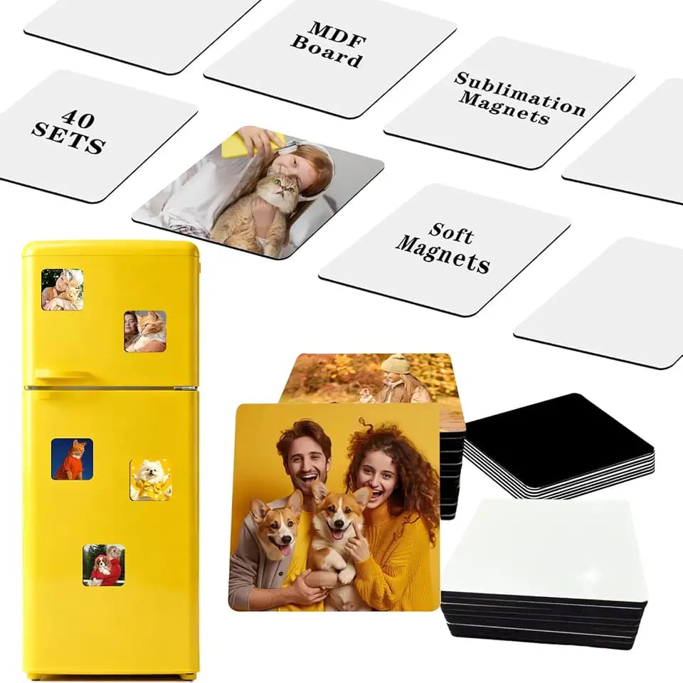 80Pcs Sublimation Blanks Square Sublimation Magnets Blank Set 3×3 40 Pack