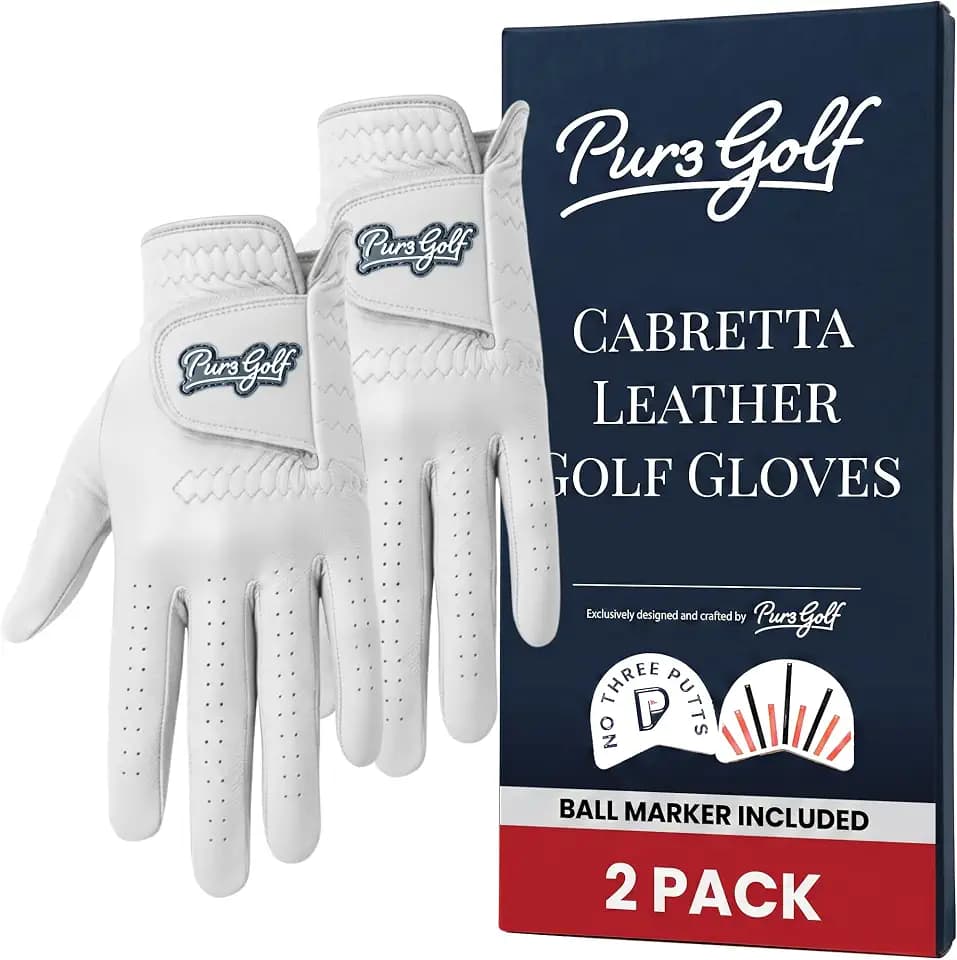 PUR3 Multipack Colored Cabretta Leather Golf Gloves Men | Includes Putting Aim Ball Marker