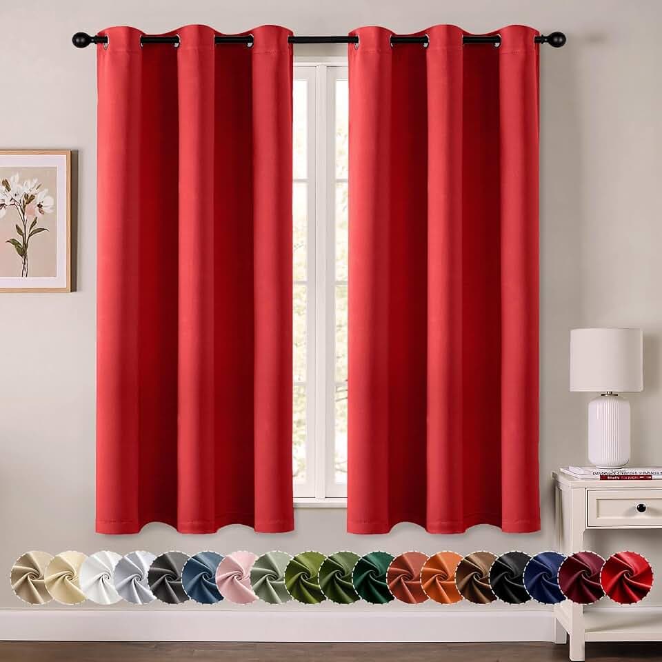 MIULEE Blackout Curtains for Bedroom 2 Panels 40x63 Inch Long Christmas Red