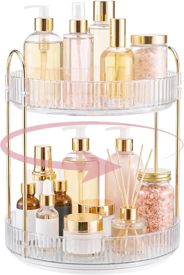 Rotating Makeup Organizer Countertop, Bathroom Lazy Susan Tray Stand