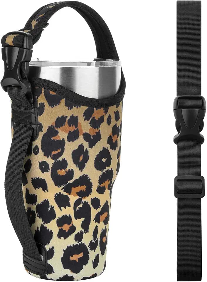 Beautyflier Neoprene 3IN1 Tumbler Carrier Holder Pouch Compatible with 30oz YETI Rambler/Stanley IceFlow Stainless Steel Tumbler, Insulated Cup Holder with Adjustable Shoulder Sling