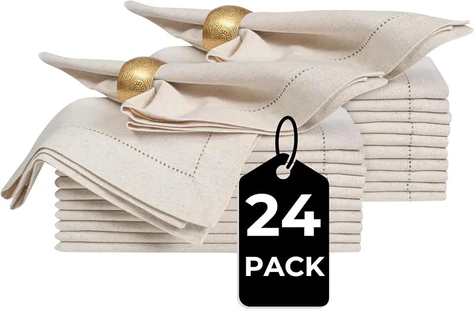 Bedding craft Linen Cloth Dinner Napkins, 18x18, Set of 24