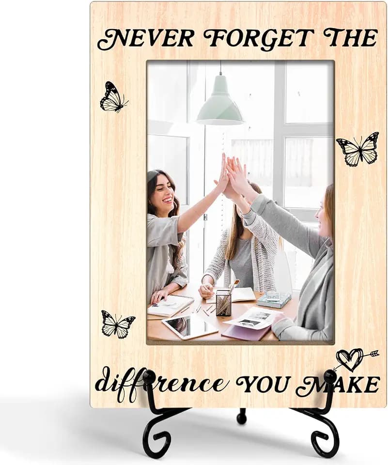 Yuansail Never Forget The Difference You Make Picture Frame, Thank You Gift, Proud Of You Gifts, Employee Appreciation Gifts, 4x6 Picture Frame Wood, Retirement Gift for Coworker Leader - 82
