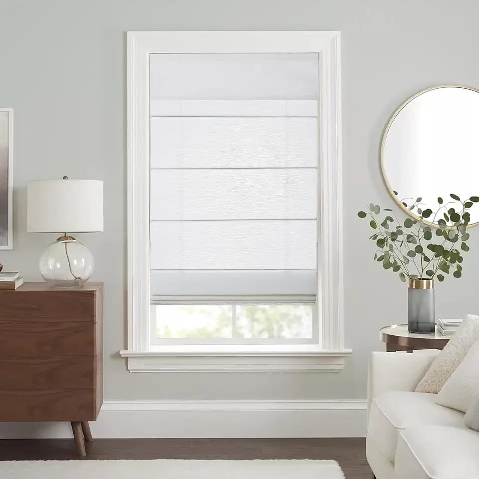 Cordless Roman Shades for Windows, White, 37x64