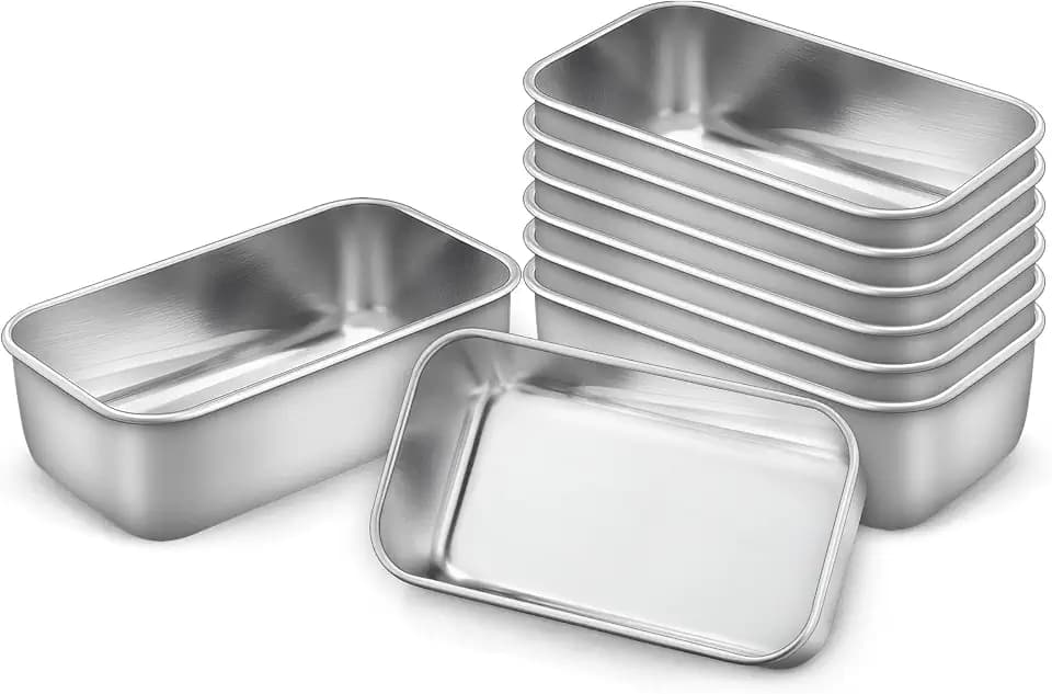 LIANYU 6.3 x 3.5 In Stainless Steel Mini Loaf Pan for Baking Bread, 8 Pack