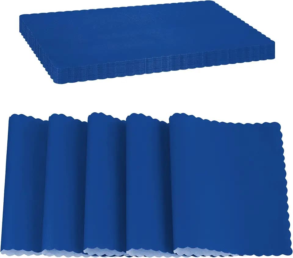 Paper Placemat Disposable, Royal Blue Place Mats with Scalloped Edges, Durable Paper Placemat for Holiday Wedding Party Supplies Decor, 9.75 X 14 Inches, Pack of 100 - by SparkSettings