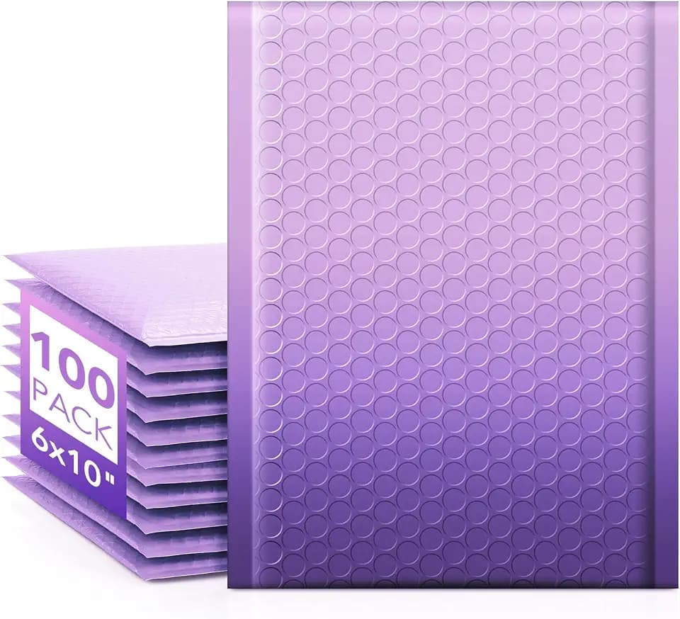 Fuxury Opaque Bubble Mailers 6x10"100 Pack Gradient Purple Padded Envelopes