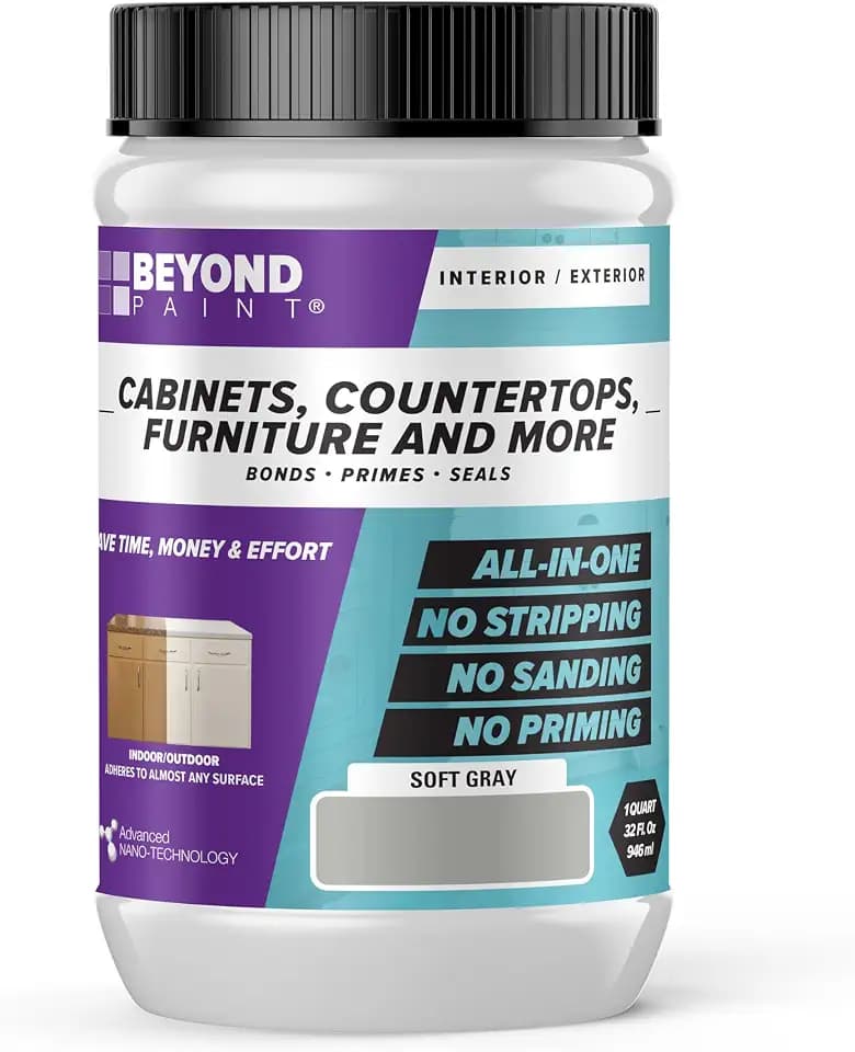 Beyond Paint Furniture Cabinets and More All-in-One Refinishing Paint, Quart, Soft Grey