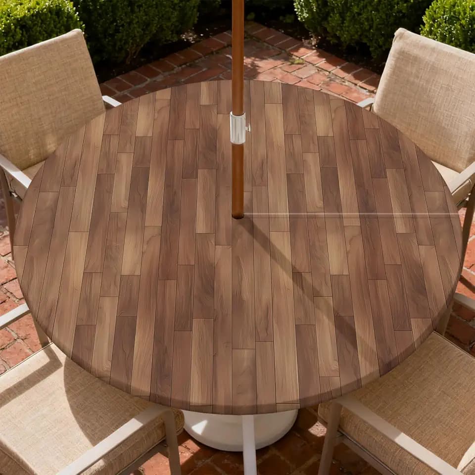 Outdoor Tablecloth with Umbrella Hole and Zipper Fits 61-65" Tables