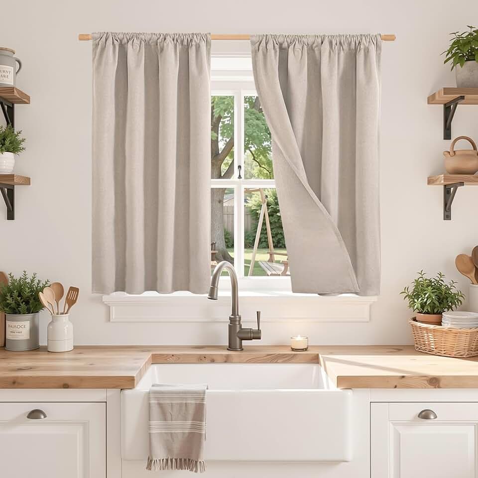 BGment Oatmeal Blackout Curtains 30x40 Inch Length for Short Window
