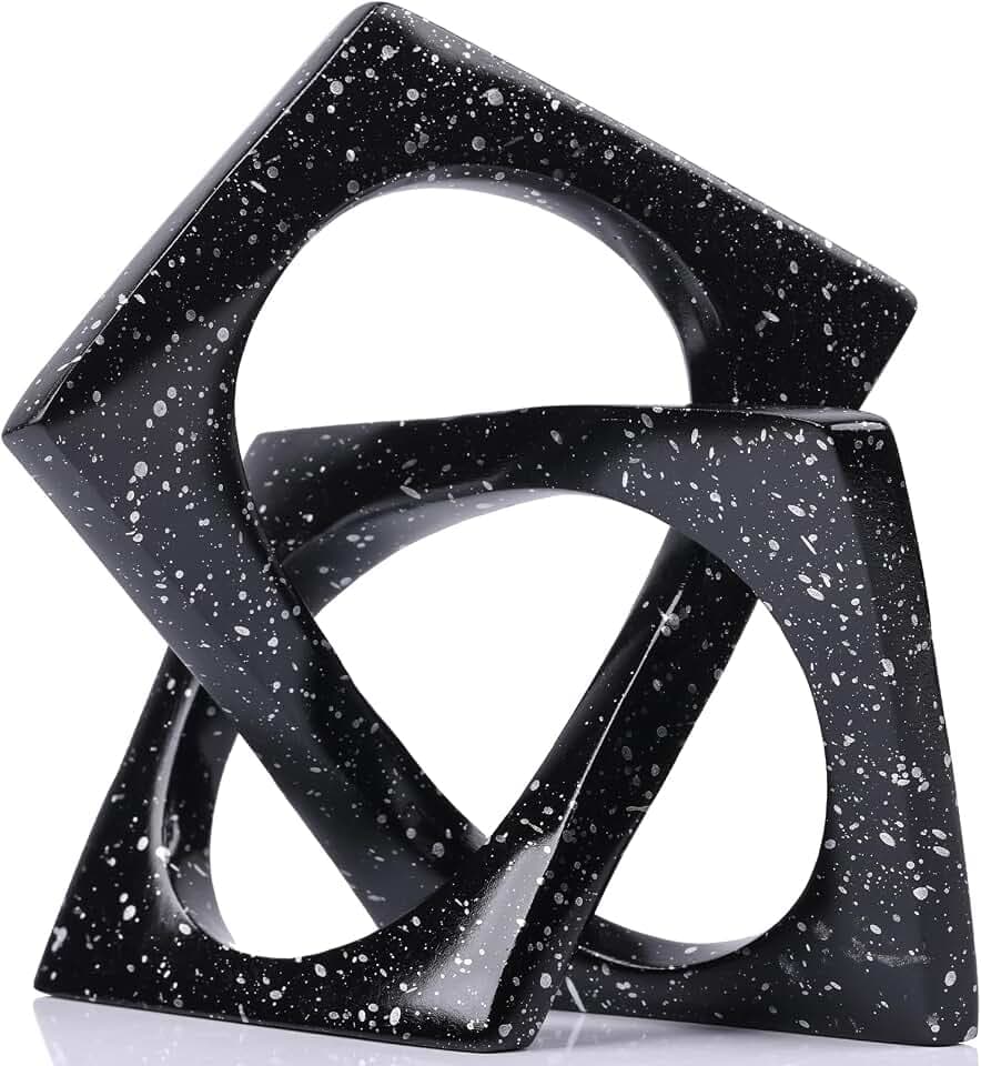 Modern Geometric Sculpture Black Knot Statue Decor, Home Bookcase Centerpiece Jax Decorative, Tabletop Sculpture and Figurines, For Home Decor Accent Cube Ornaments