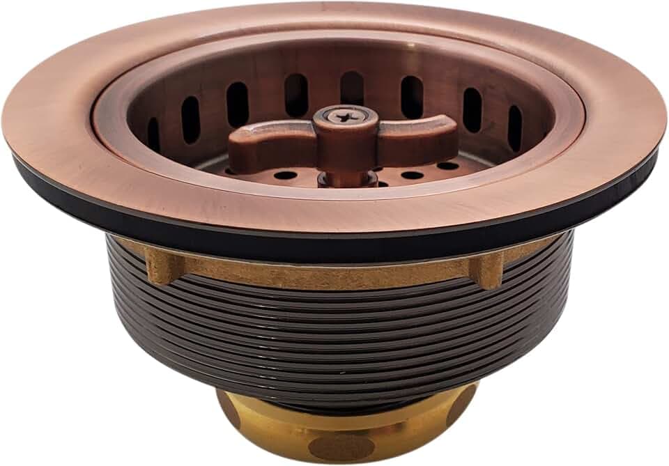 Westbrass A213-11 3-1/2" Wing Nut Twist Style Large Kitchen Sink Basket Strainer, Antique Copper
