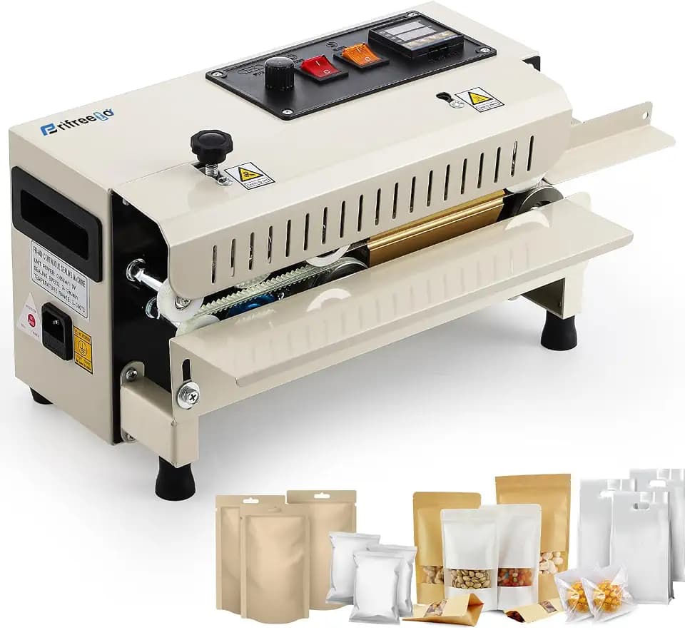 Commercial Heat Sealer Machine, Automatic Continuous Band Sealer, Beige